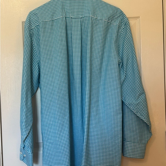 Stafford Turquoise Checkered Button Down Shirt - Picture 5 of 10
